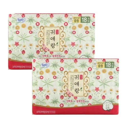 【拼团包邮】贵爱娘 韩方艾草卫生巾25cm*18P*2 【묶음택포】귀애랑 울트라날개중형25cm18개입*2 商品图0