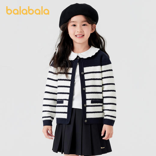 巴拉巴拉童装儿童毛衣小香风针织衫女童秋装条纹开衫外套时髦洋气★ 商品图0