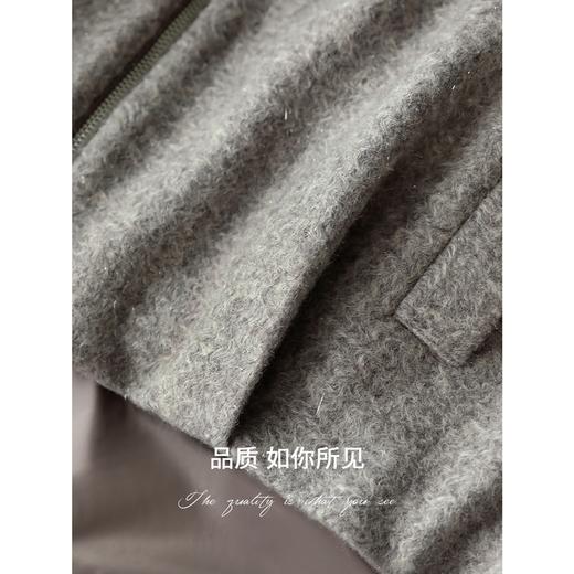 COCOBELLA假两件连帽毛呢外套女秋冬仿水波纹短款呢子大衣WL3205 商品图4