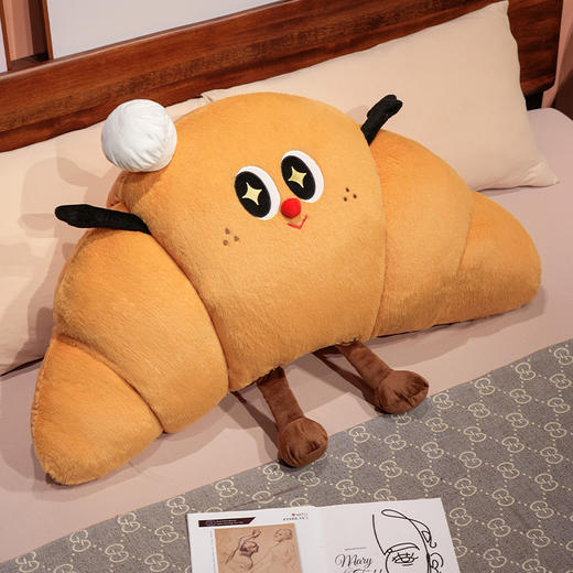 自然醒趣味牛角包床头大靠背沙发靠垫学生宿舍枕头床上看书护腰垫靠枕QYL 商品图9