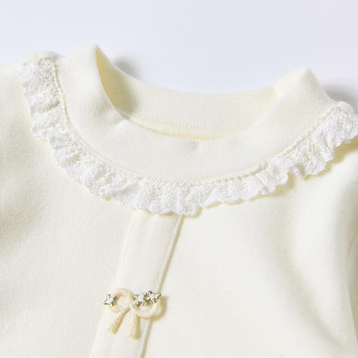 笛莎Deesha 童装女童T恤2025冬新款女童优雅花边蝴蝶结装饰T恤 商品图3