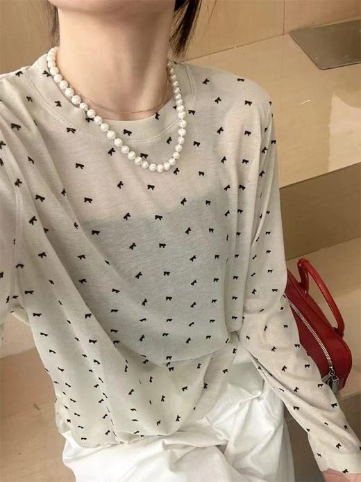 【YW】无忧购“清仓大促”韩系慵懒百搭波点蝴蝶结天丝面膜长袖T恤6610（截单后3-5天发货) 商品图0