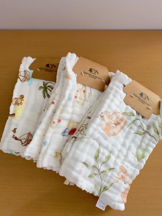 松植屋全棉纱布高密印花童巾洗脸洗澡巾长方巾3条组合装 商品图9