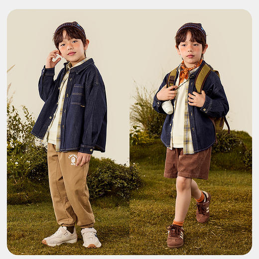 【软牛仔】迷你巴拉男女童衬衫儿童秋长袖透气柔软宝宝上衣 商品图2