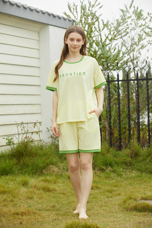 【满2件/99元】【秀黛】女撞色休闲短袖套装女士夏季睡衣家居服L2551054T【门店同款】【如遇缺货自动退款，介意勿拍】 商品图3