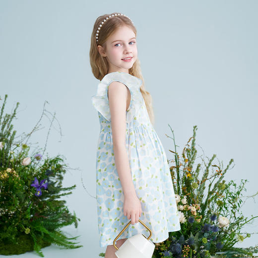 mettekids儿童连衣裙2025夏季新款女童碎花纯棉裙中大童公主裙子 商品图3