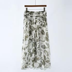 「自」全新升级【铂金会员321/天猫429/差价108】(95217)洛诗琳气质印花半身裙2025夏季新款天丝苎麻高腰显瘦A字裙