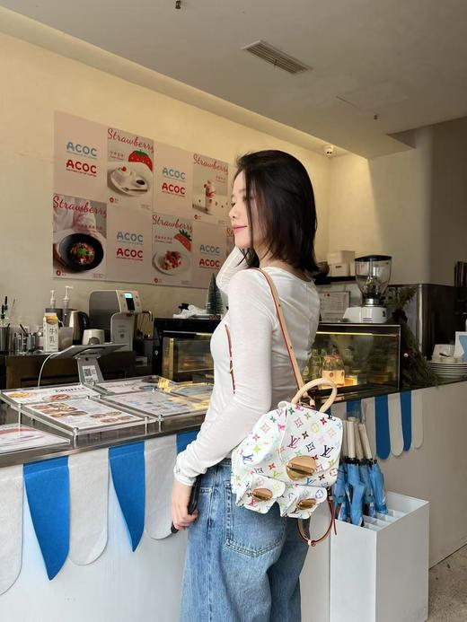 驴家 Venice 村上联名白三彩书包双肩包取材涂层帆布（JPH） 商品图5