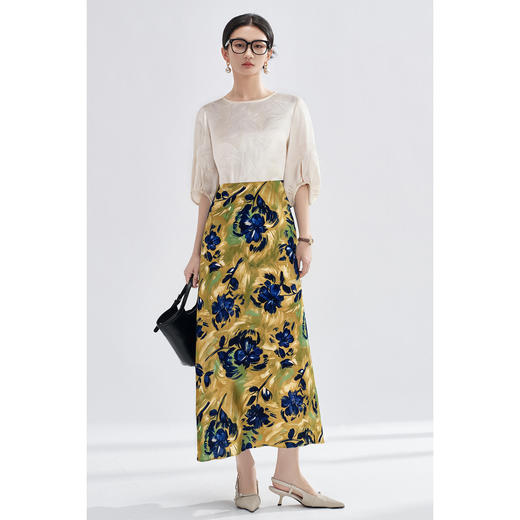 中式提花缎面衬衫 米思阳2025初秋新款时尚垂顺宽松舒适小衫女6058 商品图6