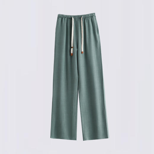 百媚生 棉亚麻女阔腿裤通勤直筒裤8240123 商品图9
