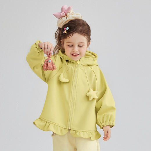 笛莎Deesha 童装女童外套2025冬新款女童星星月亮甜美花边外套 商品图0