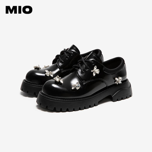 MIO米奥牛津鞋圆头学院风千金乐福钻饰厚底松糕鞋女M254514466 商品图2