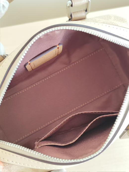 COACH蔻驰可拆卸肩带 PVC 波士顿包单肩斜挎手提包 小号 女款 奶茶色（CB） 商品图5