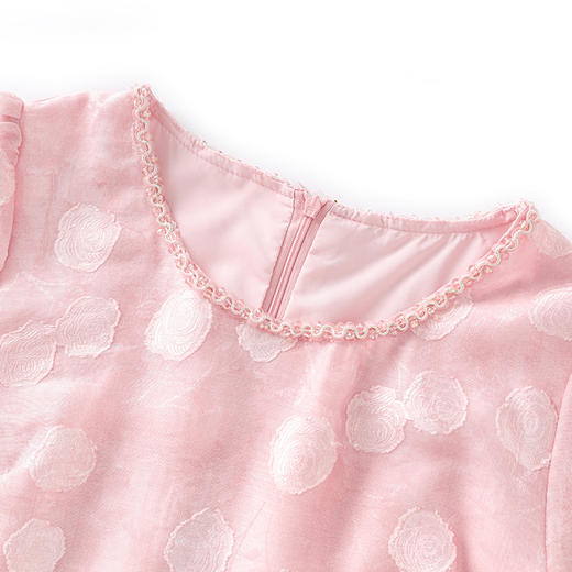 「高货wl」全新升级【铂金会员349/天猫469/差价120】(01727)洛诗琳法式浪漫钉珠连衣裙2025夏季收腰显瘦提花拼接裙子 商品图3