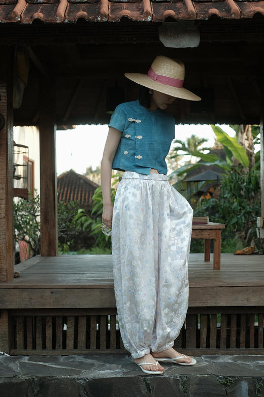 桑蚕丝梅 - 立体提花&定位印花双工艺灯笼裤 商品图5