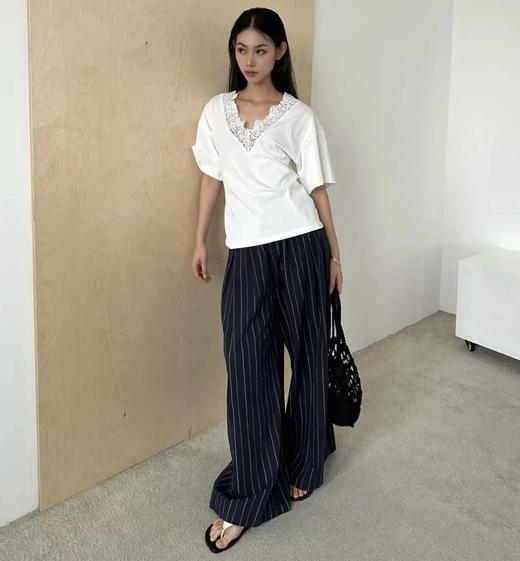 重磅推荐！按头安利   亚麻金丝条纹阔腿裤   意大利进口色织条纹   显瘦藏肉万能百搭 商品图1