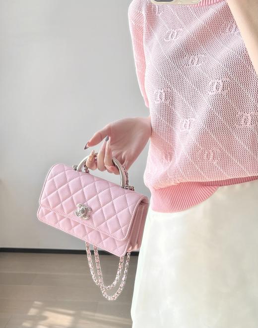 香奈儿 25P春夏 金属手柄风琴包 樱花粉（LZ） 商品图9