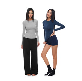 FDR旗舰店 轻薄塑形高弹力修身长袖t恤女运动透气紧身打底上衣