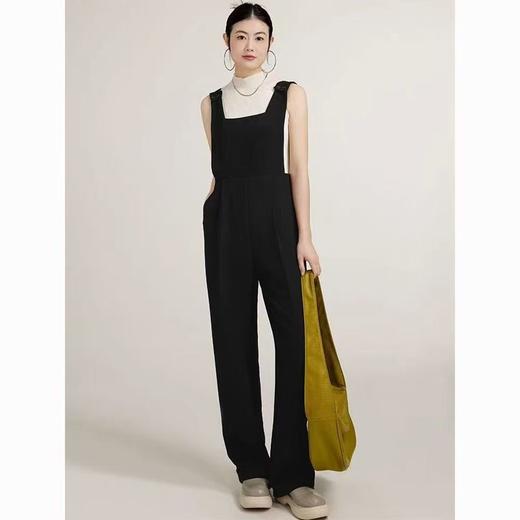 双十二福利！【诗铭洛可】XC2290新款黑色长裤女春夏季修身显瘦直筒宽松阔腿背带裤 商品图0