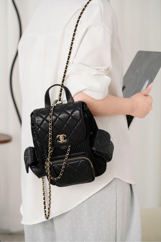 香奈儿 25s镂空网纱双肩包 黑金小号（LZ） 商品图2