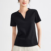 「自j」全新升级【铂金会员109/天猫149/差价40】(03352)洛诗琳双面丝光棉T恤2025夏季正肩V领显瘦纯色短袖上衣女 商品缩略图3