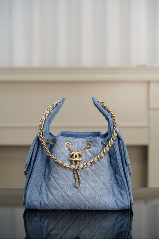 香奈儿25S smaII hobo 抽绳水桶包 牛仔蓝 (LZ) 商品图0