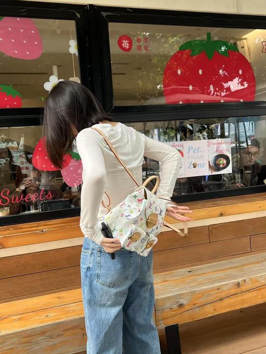 驴家 Venice 村上联名白三彩书包双肩包取材涂层帆布（JPH） 商品图4