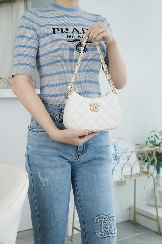 香奈儿 23K19 hoho 腋下包 大号/小号 白色（LZ） 商品图12