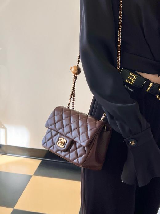 香奈儿  24K 新色金球方胖子 复古棕色 口盖包（LZ） 商品图10