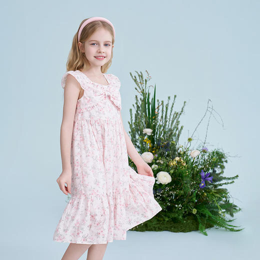 mettekids儿童连衣裙2025夏季新款女童法式淑女甜美裙碎花公主裙 商品图2