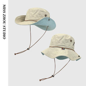 日系拼色~牛仔渔夫帽子女夏季复古百搭出游登山钓鱼防晒百搭盆帽