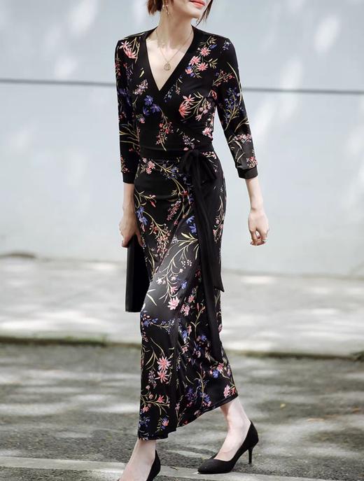 DVF新款花色桃之妖妖一片式裹身裙 商品图0