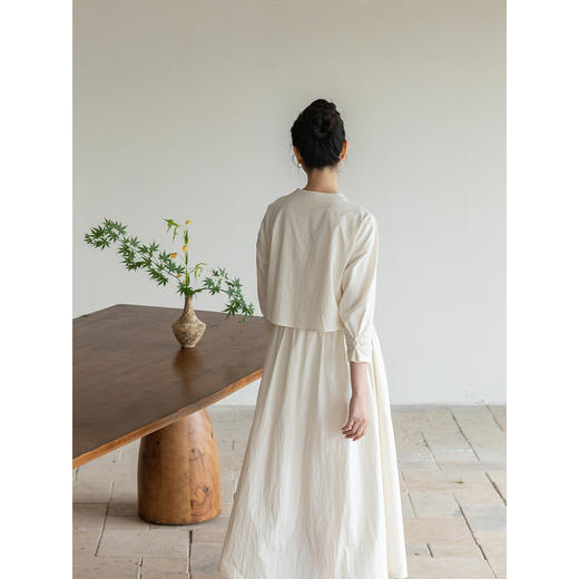 牧衣游原创 60支纯棉净色连衣裙新款质朴禅意复古宽松长裙 月牙弯 商品图3