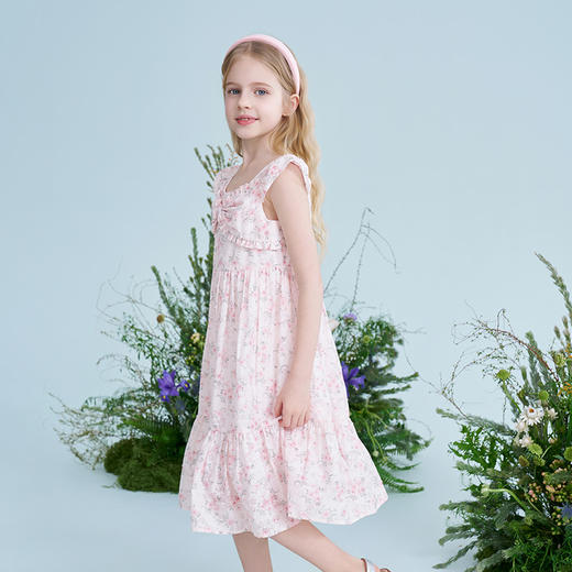 mettekids儿童连衣裙2025夏季新款女童法式淑女甜美裙碎花公主裙 商品图4