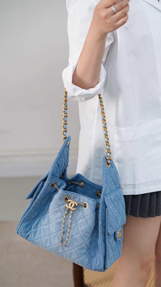 香奈儿25S smaII hobo 抽绳水桶包 牛仔蓝 (LZ) 商品图7