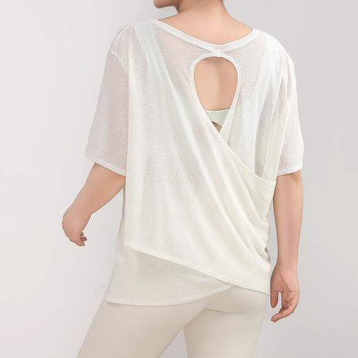 跃牌【安琪拉系列】夏季竹节纱女镂空美背宽松瑜伽罩衫透气轻盈大码T恤休闲运动短袖DX3323 商品图2