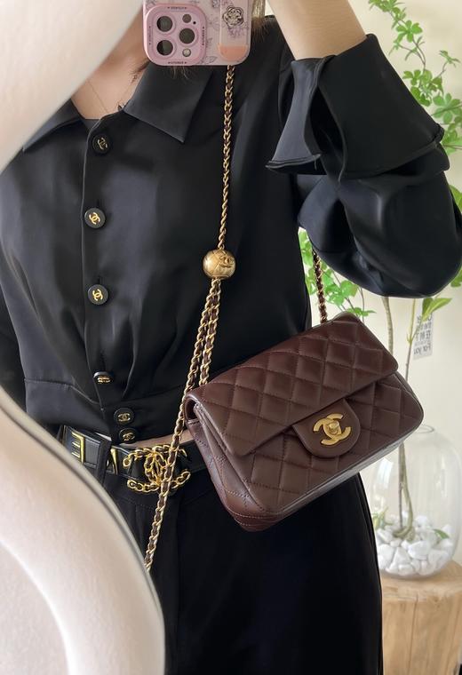 香奈儿  24K 新色金球方胖子 复古棕色 口盖包（LZ） 商品图3