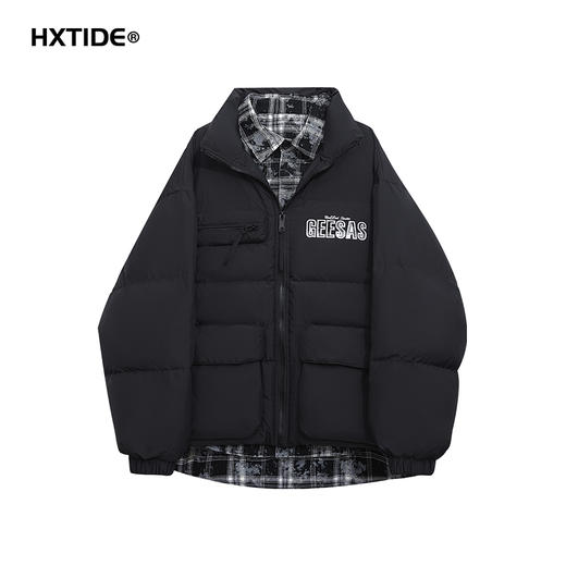 【新品上新】HX 冬季假两件短款立领羽绒服潮流C100440039101 商品图5