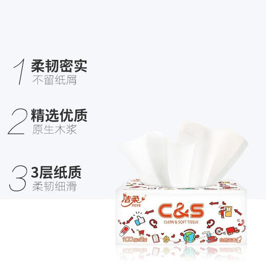洁柔 自然无香抽纸3层100抽(300张)*24包 TJRM100-24E 商品图2