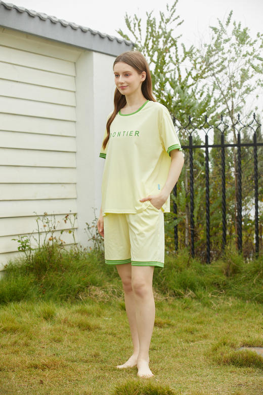 【满2件/99元】【秀黛】女撞色休闲短袖套装女士夏季睡衣家居服L2551054T【门店同款】【如遇缺货自动退款，介意勿拍】 商品图4