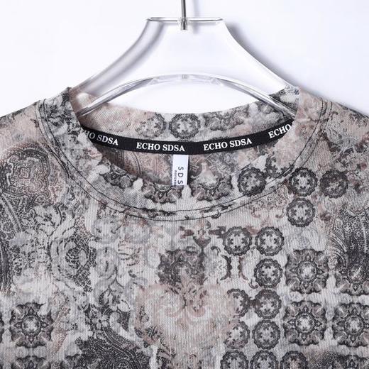 T4321SDSA夏季新款男士痞帅潮牌做旧图案设计圆领长袖T恤百搭舒适上衣 商品图2