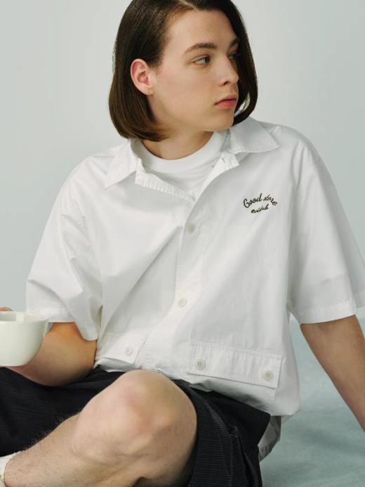 Evistub/E-5CCS132/全棉保龄球短袖衬衫男夏 商品图2