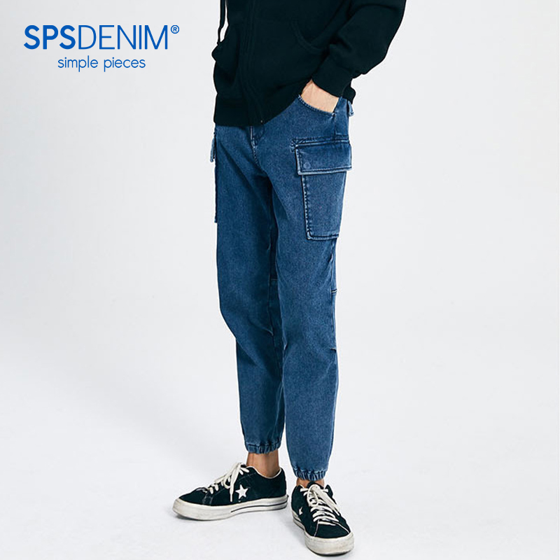simplepieces机能裤男SPS宽松运动休闲九分牛仔裤