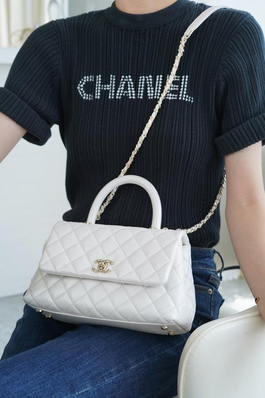 香奈儿 新款牛皮手柄 小号 珍珠白（LZ） 商品图4