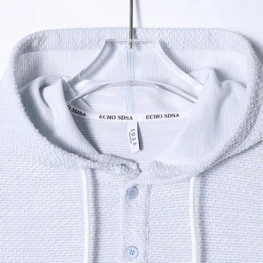 T4248SDSA夏季新款男士痞帅撞色半纽扣连帽短袖T恤简约百搭休闲上衣 商品图2