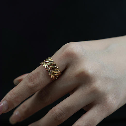 Retro Chic意大利复古时尚首饰 金色麦穗戒指 商品图3