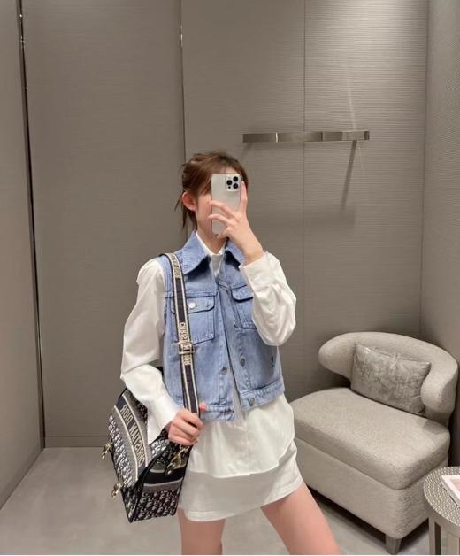 迪奥-老花满印刺绣 织物 信使包邮差包盒子包手提斜挎  女款蓝色（LZ） 商品图6