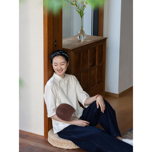 牧衣游原创 汉麻棉净色短外套新品质朴复古文艺百搭开衫 风与诗 商品图2