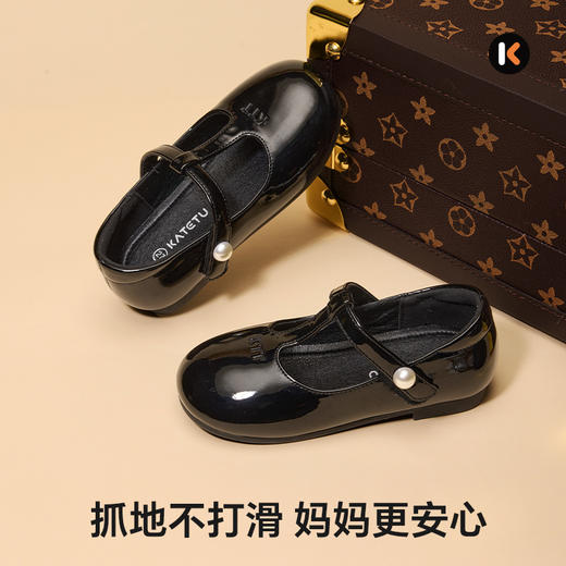 卡特兔女童公主鞋2025秋季新品单鞋软底宝宝黑色小皮鞋女童演出鞋 商品图3