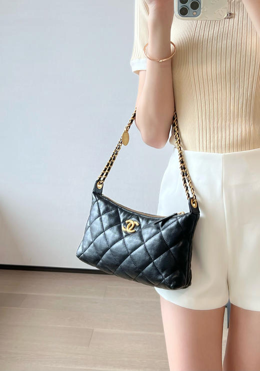 香奈儿 春夏 金币链条饺子包 黑色（LZ） 商品图7